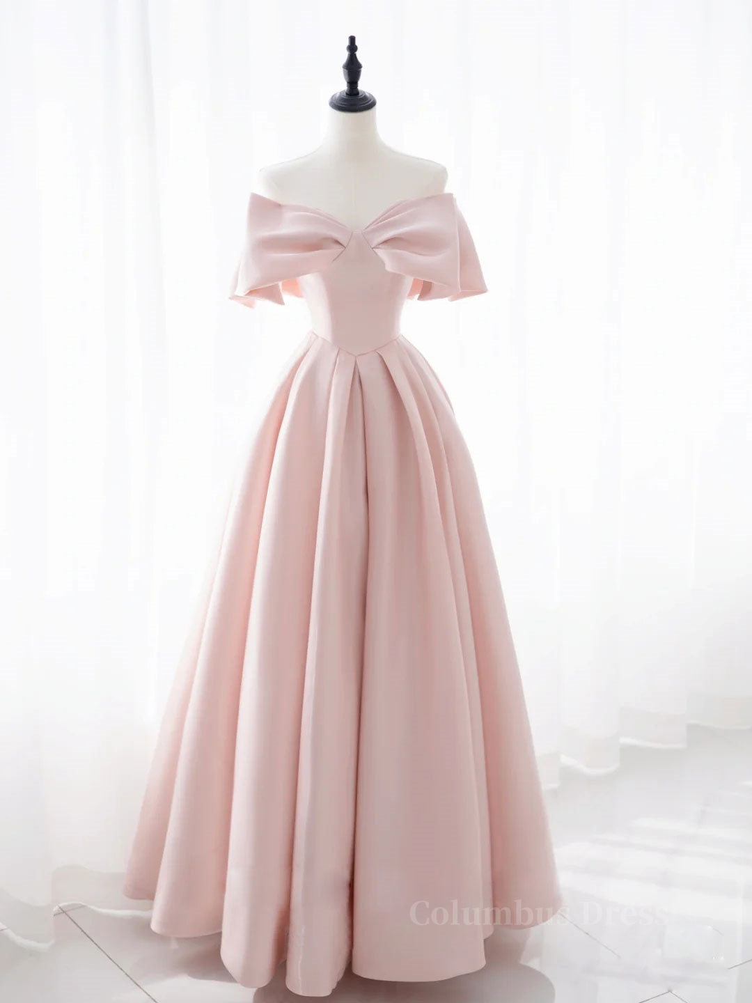 Simple pink satin long Corset Prom dress, pink satin evening dress outfit, Prom Dresses 2028