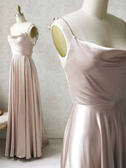 Simple pink satin long Corset Prom dress , satin evening dress outfit, Prom Dresses Gowns