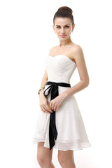 Simple Pleated White Corset Homecoming Dresses outfit, Party Dress Boots