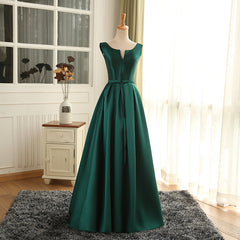 Simple Pretty Green Satin Long Party Dress Corset Prom Dress, Green Evening Corset Formal Dresses outfit, Prom Dresse Long