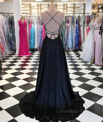 Simple satin long Corset Prom dress, long evening dress outfit, Evening Dresses For Over 53S