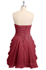 Simple Short Burgundy Sweetheart Draped Corset Bridesmaid Dress outfit, Bridesmaid Dress Lavender