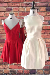 Simple Short Red Corset Homecoming Dresses,Cocktail Dresses Classy outfit, Prom Dresses Casual