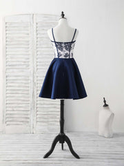 Simple Sweetheart Dark Blue Short Corset Prom Dress Blue Corset Homecoming Dress outfit, Party Dress Long