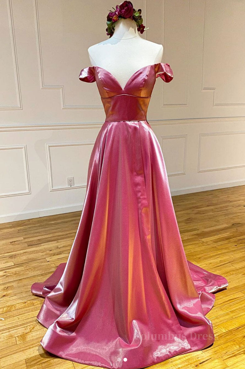 Simple sweetheart off shoulder satin long Corset Prom dress outfits, Prom Dress Under 204