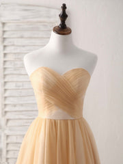 Simple Tulle Champagne Short Corset Prom Dress Tulle Corset Bridesmaid Dress outfit, Party Dresses Designs