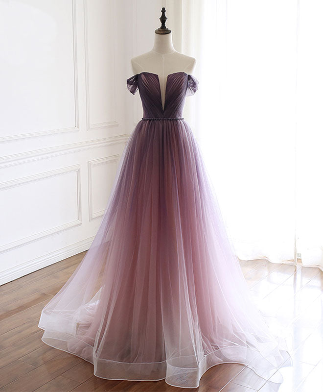 Simple Tulle Off Shoulder Long Corset Prom Dress, Tulle Corset Formal Dress outfit, Prom Dressed Short