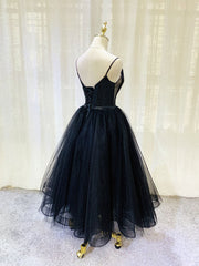 Simple Tulle Tea Length Black Corset Prom Dress, Black Corset Homecoming Dress outfit, Formal Dress Winter