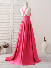Simple V Neck Long Corset Prom Dress Backless Evening Dress outfit, Formal Dress Store