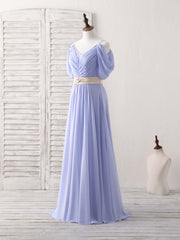 Simple V Neck Off Shoulder Chiffon Long Corset Prom Dress Evening Dress outfit, Go Out Outfit