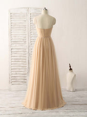 Simple V Neck Tulle Chiffon Long Corset Prom Dress Champagne Corset Bridesmaid Dress outfit, Formal Wedding Guest Dress