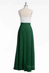 Spaghetti Straps White and Green Chiffon Long Corset Bridesmaid Dress outfit, Bridesmaids Dresses Peach