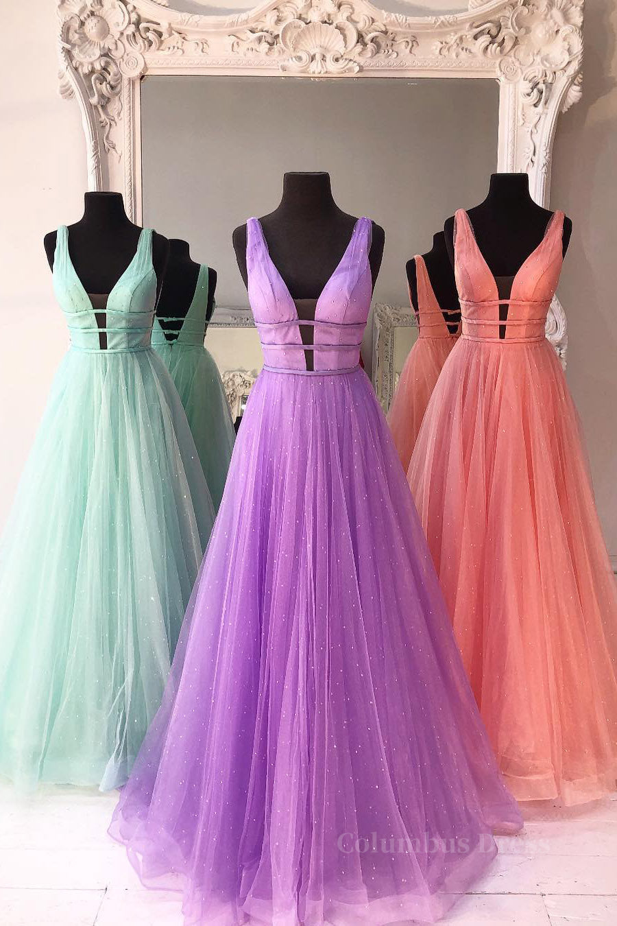 Sparkly A Line V Neck and V Back Corset Prom Dresses with Thin Belt, Corset Formal Graduation Evening Dresses outfit, Bridesmaid Dress Style