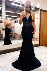 Sparkly Black Sequins Open Back Long Corset Prom Dress outfits, Sparkly Black Sequins Open Back Long Prom Dress