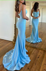 Sparkly Blue Corset Sequins Mermaid Long Corset Prom Dress outfits, Sparkly Blue Corset Sequins Mermaid Long Prom Dress