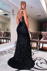 Sparkly Mermaid Black Stars Sequins Corset Prom Dress outfits, Sparkly Mermaid Black Stars Sequins Prom Dress