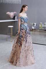 Sparkly Off-the-Shoulder Sequins A line Corset Prom Dresses Floor Length outfits, Formal Dresses Over 46