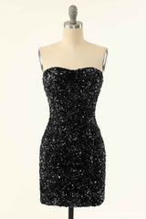 Sparkly Sequined Cocktail Dress,Short Sky Blue Black Hoco Dresses outfit, Homecoming Dresses Vintage