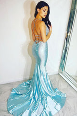 Sparkly Sky Blue Beaded Mermaid Long Corset Prom Dress outfits, Sparkly Sky Blue Beaded Mermaid Long Prom Dress