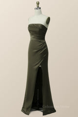 Strapless Olivia Green Mermaid Long Corset Bridesmaid Dress outfit, Dress To Wear To A Wedding