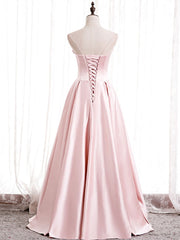 Strapless Pink Satin Corset Prom Dresses, Pink Satin Long Corset Formal Evening Dresses outfit, Formal Dress Stores Near Me