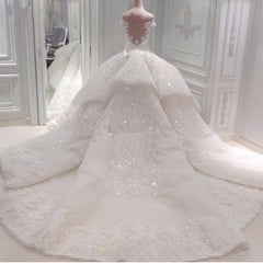Strapless Sparkle Luxurious Train See through Corset Ball Gown Corset Wedding Dress outfit, Wedding Dresses Idea
