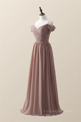 Straps Champagne Pleated Chiffon Long Corset Bridesmaid Dress outfit, Prom Dresses Affordable