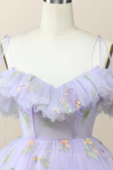 Straps Lavender Floral A-line Short Corset Homecoming Dress outfit, Bridesmaids Dresses Peach