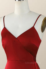 Straps Red Faux Wrap Ruffle Corset Bridesmaid Dress outfit, Party Dress Man