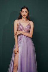 Stunning Front Split Spaghetti Straps Long A Line Beaded Corset Prom Dresses outfit, Party Dressed Short