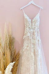 Stunning Long A-Line Spaghetti Straps Tulle Lace Corset Wedding Dress outfit, Wedding Dress Under 504