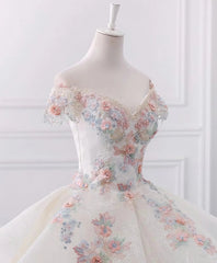 Stunning Off The Shoulder Flower Corset Ball Gown Lace Corset Wedding Dress outfit, Wedding Dress Ballgown