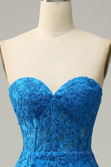 Sweetheart Blue Lace Mermaid Dress outfit, Evening Dresses Floral