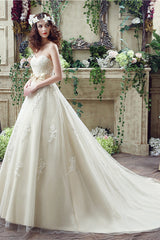 Sweetheart Lace Appliques Light Champagne Corset Wedding Dresses outfit, Wedding Dresses Unique