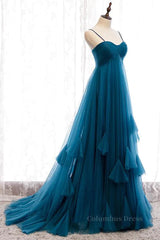 Sweetheart Neck Blue Long Corset Prom Dress, Long Blue Corset Formal Graduation Evening Dress outfit, Bridesmaid Dresses Blush Pink