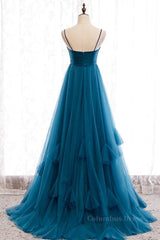 Sweetheart Neck Blue Long Corset Prom Dress, Long Blue Corset Formal Graduation Evening Dress outfit, Elegant Wedding Dress