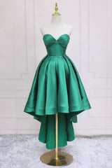 Sweetheart Neck Green High Low Corset Prom Dresses, Green High Low Graduation Corset Homecoming Dresses outfit, Black Long Dress