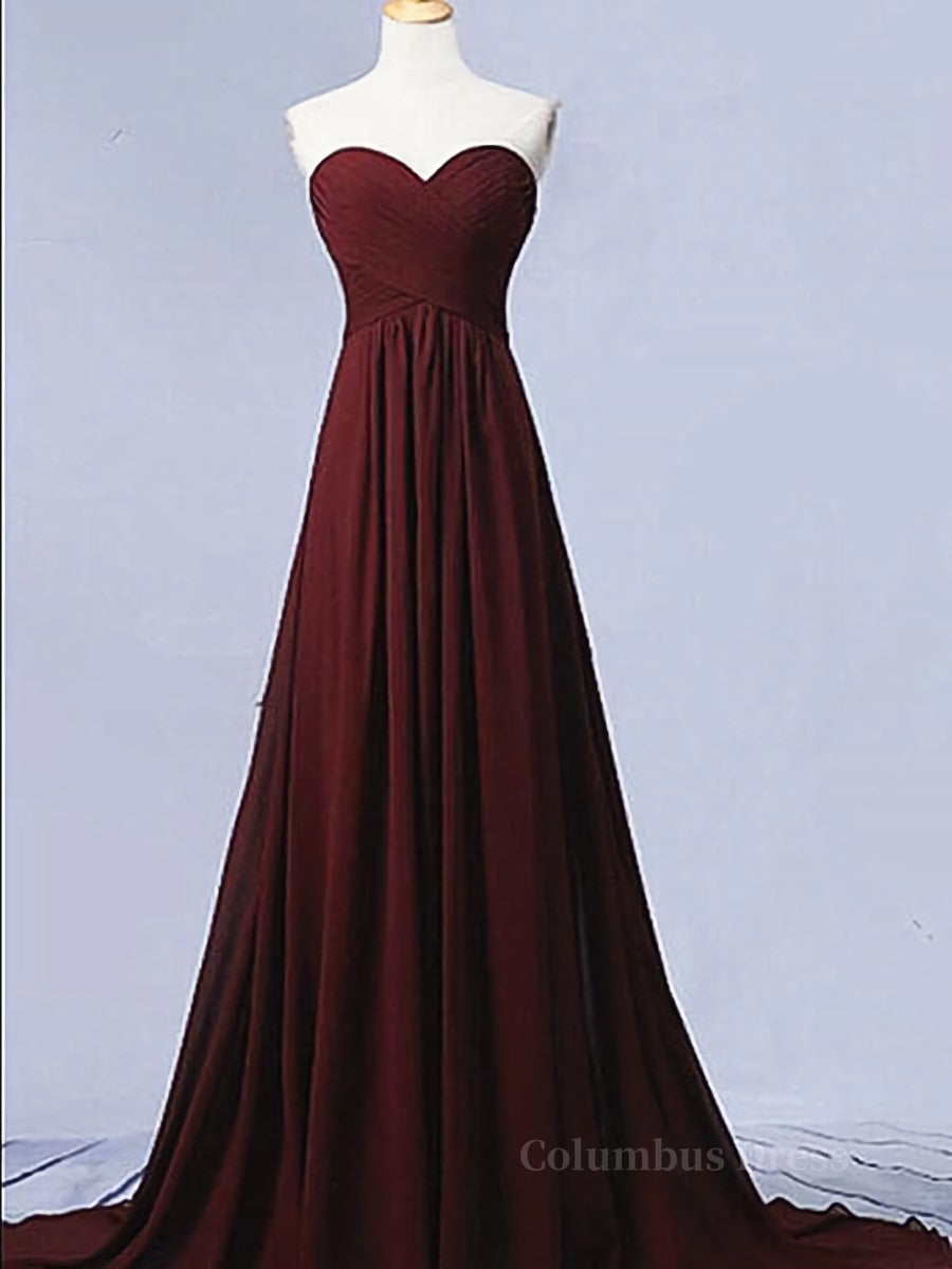 Sweetheart Neck Maroon Long Corset Prom Dresses, Burgundy Long Corset Formal Corset Bridesmaid Dresses outfit, Small Wedding Ideas