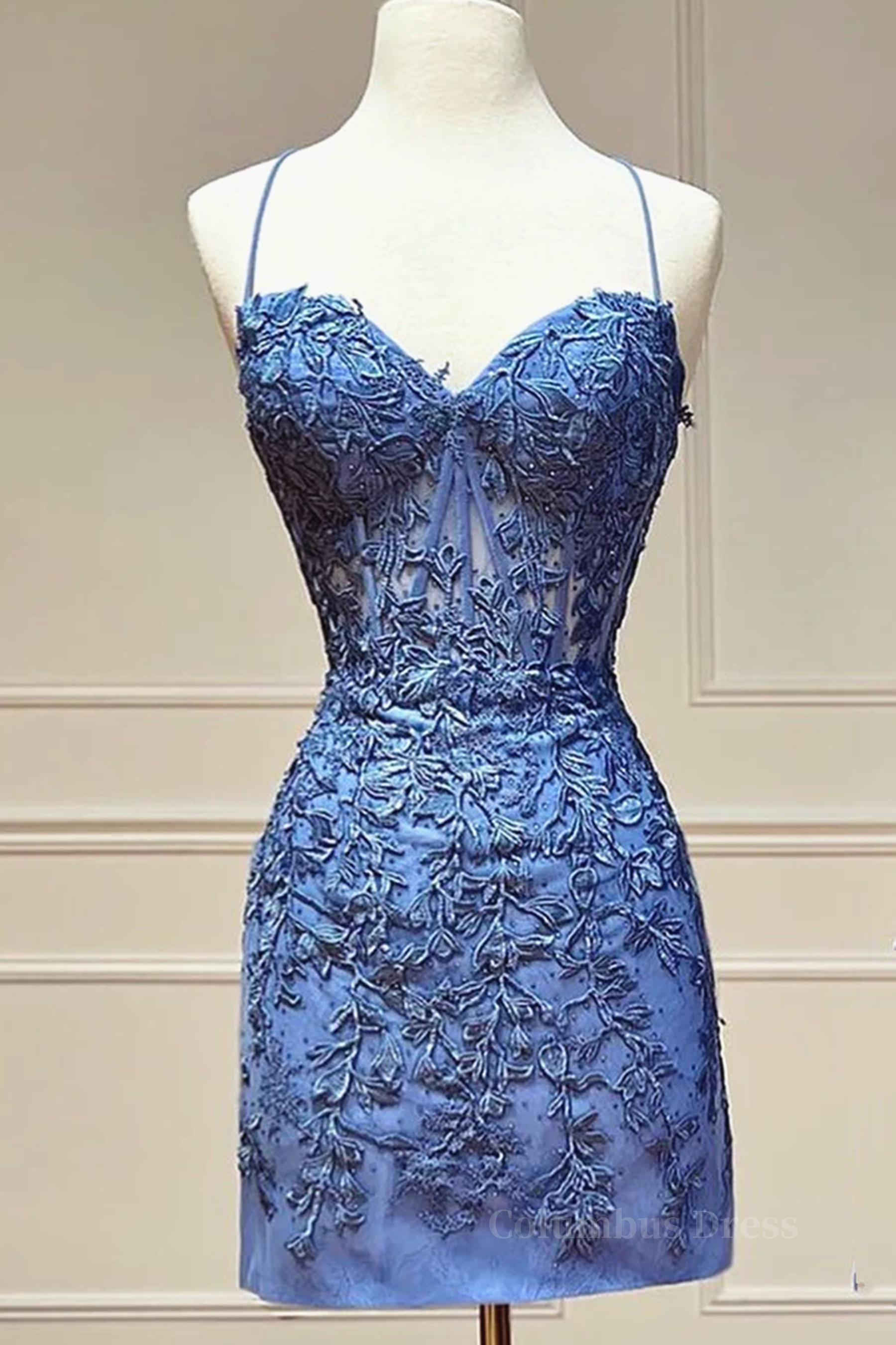 Sweetheart Neck Short Blue Lace Corset Prom Dresses, Short Blue Lace Corset Formal Corset Homecoming Dresses outfit, Evening Dresses Stores