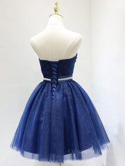Sweetheart Neck Short Blue Corset Prom Dresses, Short Blue Corset Formal Corset Homecoming Graduation Dresses outfit, Party Dresses 2026