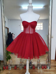 Sweetheart Neck Short Red Corset Prom Dresses, Short Red Corset Formal Graduation Corset Homecoming Dresses outfit, Black Dress