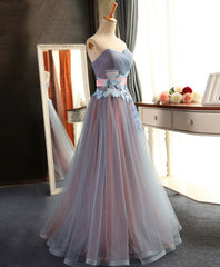 Sweetheart Neck Tulle Long Corset Prom Dress, Evening Dress outfit, Bridesmaid Dresses Mismatch