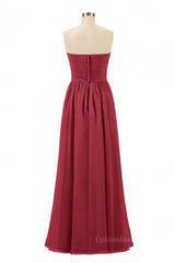 Sweetheart Wine Red Pleated Chiffon Long Corset Bridesmaid Dress outfit, Prom Shoes