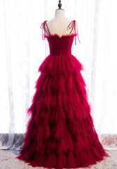 A-Line Long Spaghetti Strap Corset Prom Dresses, Cute Layers Tulle Evening Dresses outfit, Prom Dress