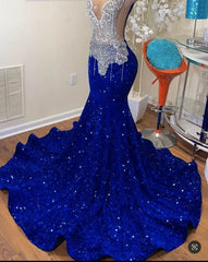 Trendy Corset Prom Dresses Long Sequin,Royal Blue Designer Evening Gowns with Crystals Diamond outfit, Bridesmaid Dresses Mismatched Spring