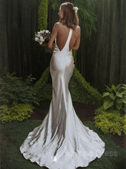 Trumpet/Mermaid Halter Sweep Train Taffeta Corset Wedding Dresses outfit, Wedding Dress Beautiful