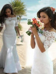 Trumpet/Mermaid Off-the-Shoulder Sweep Train Lace Corset Wedding Dresses outfit, Wedding Dress Stores