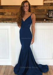 Trumpet/Mermaid Sleeveless Sweep Train Charmeuse Corset Prom Dress With Pleated Gowns, Bridesmaids Dresses Beach