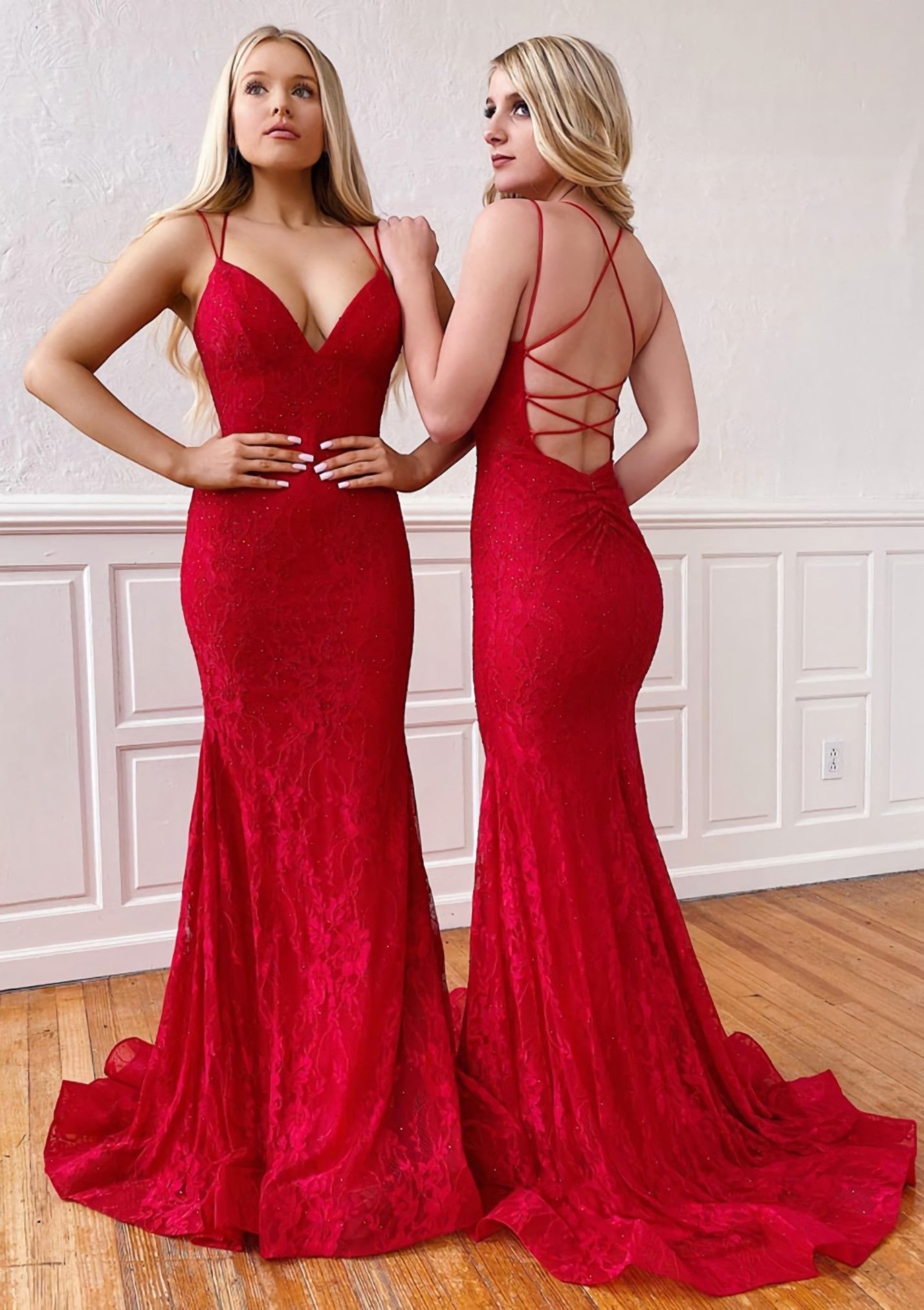 Trumpet/Mermaid Sleeveless Sweep Train Lace Corset Prom Dress With Pleated Gowns, Formal Dresses On Sale