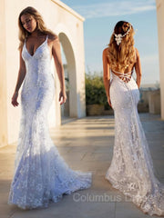 Trumpet/Mermaid V-neck Court Train Lace Corset Wedding Dresses outfit, Wedding Dress Boutiques Near Me